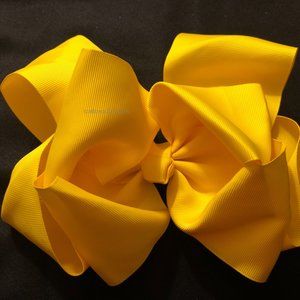 Bright Yellow 8" Double Stacked Boutique Bows (2)    5B1766  Handmade NWT Boutiq